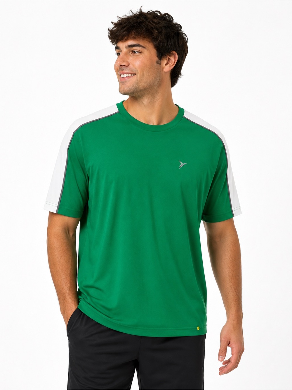 Mens XL Performance Athletic Shirt GoDRY Moisture Wicking Green Colorblock NWT